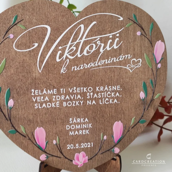 Srdiečko s venovaním ako narodeninový darček - drevený darček ND001DW - Image 3