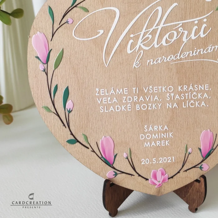 Srdiečko s venovaním ako narodeninový darček - drevený darček ND001W - Image 2