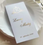 Svadobné menu skladacie, zlatý text