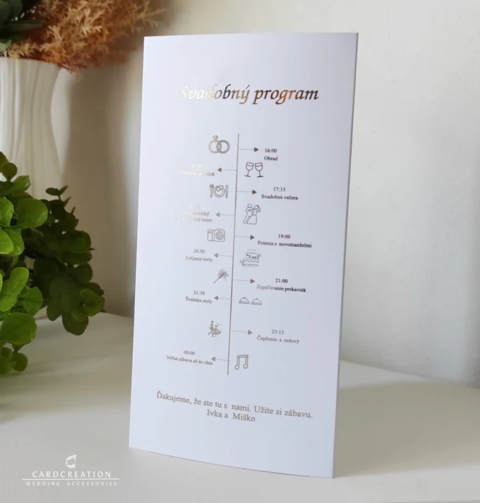 Svadobné menu skladacie, zlatý text - Image 3